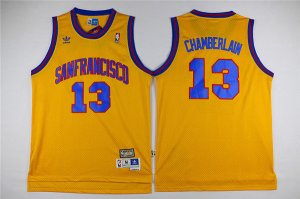 Maillot De Basket Golden State Warriors Wilt Chamberlain 13 Engrener Retro Jaune